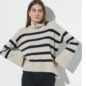 The Reset Cream and Black Striped Turtleneck Sweater